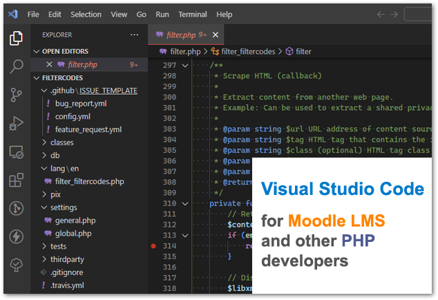 Visual Studio Code for Moodle and other PHP developers 